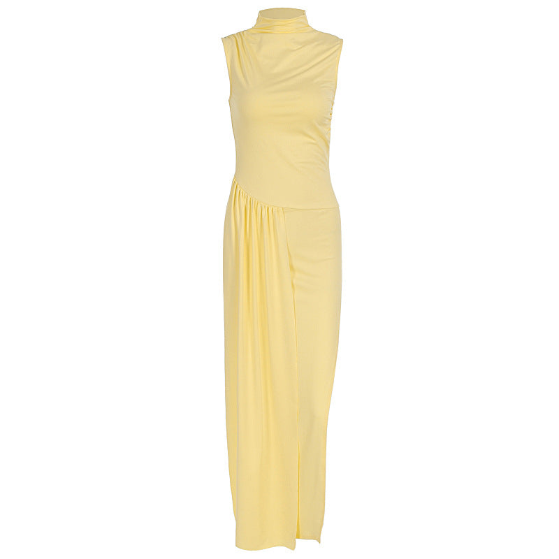 Figure-hugging Pleated Dress With A Slit And Fluttering Ribbons by Ricaloux