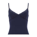 Simple Lace-trimmed V-neck Strap Solid-color Outerwear Short Top For Women by Ricaloux