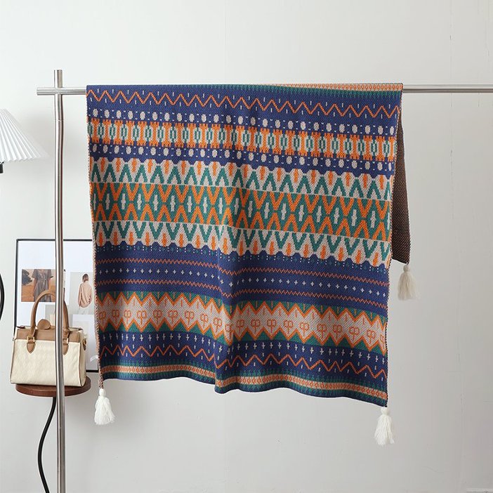 Ethnic-style Knitted Tassel Shawl – Premium 0 | RICALOUX