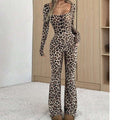 Women's Slim-fit Hip-wrapped Square Collar Leopard Print Jumpsuit - RICALOUX
