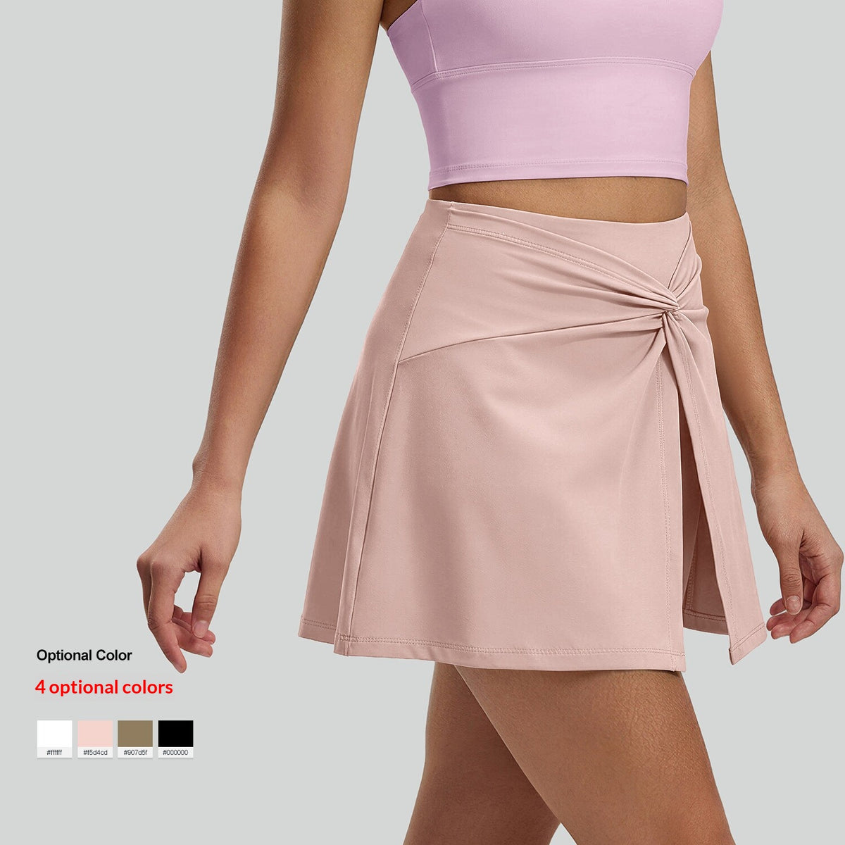 High-waisted Pleated Tennis Skirt With Twisted Design For Pre-summer, Anti-chafing Yoga Mini Skirt With Pockets – Premium 4 | RICALOUX