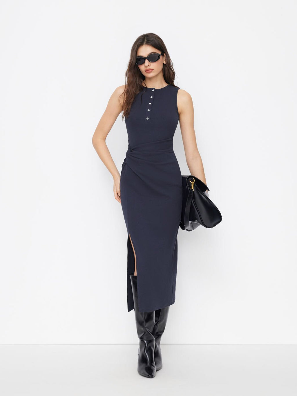 Sleeveless Buttoned Elegant Knitted Dress For Women – Premium 0 | RICALOUX