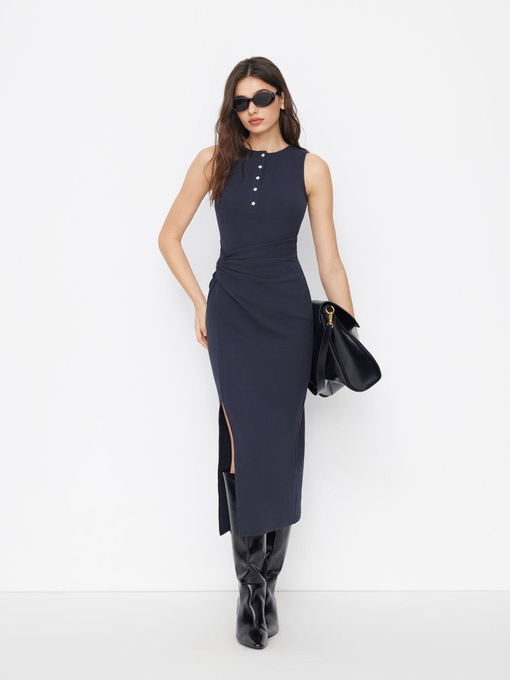 Sleeveless Buttoned Elegant Knitted Dress For Women – Premium 0 | RICALOUX