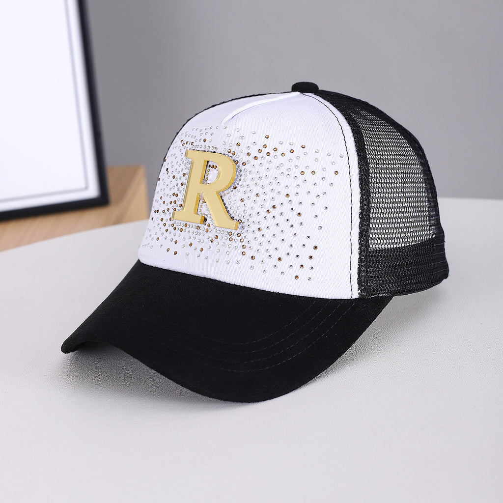 Summer Women's Multi-color Mesh Breathable Sequined R-letter Baseball Cap For Outdoor Outings, Street Wear, Sweet And Cool Sequined Beanie Hat by Ricaloux