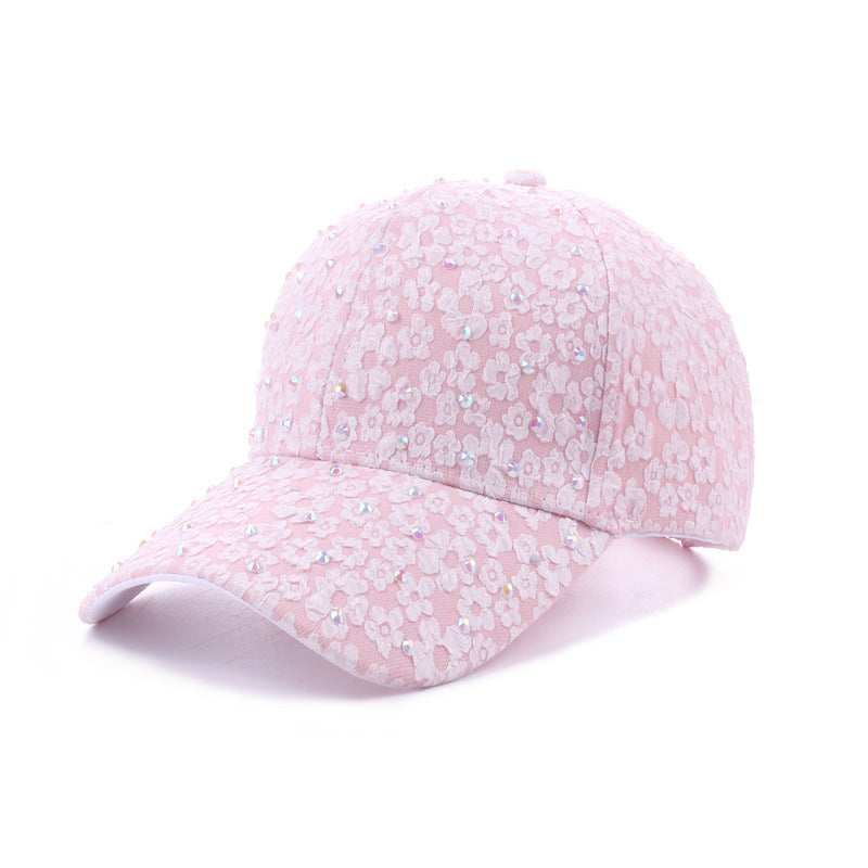 Summer Women's Lace Rhinestone Baseball Cap - Chic Style, Heavy-duty Rhinestone Craftsmanship, Sun Protection, Suitable For Dates, Daily Commutes – Premium 4 | RICALOUX