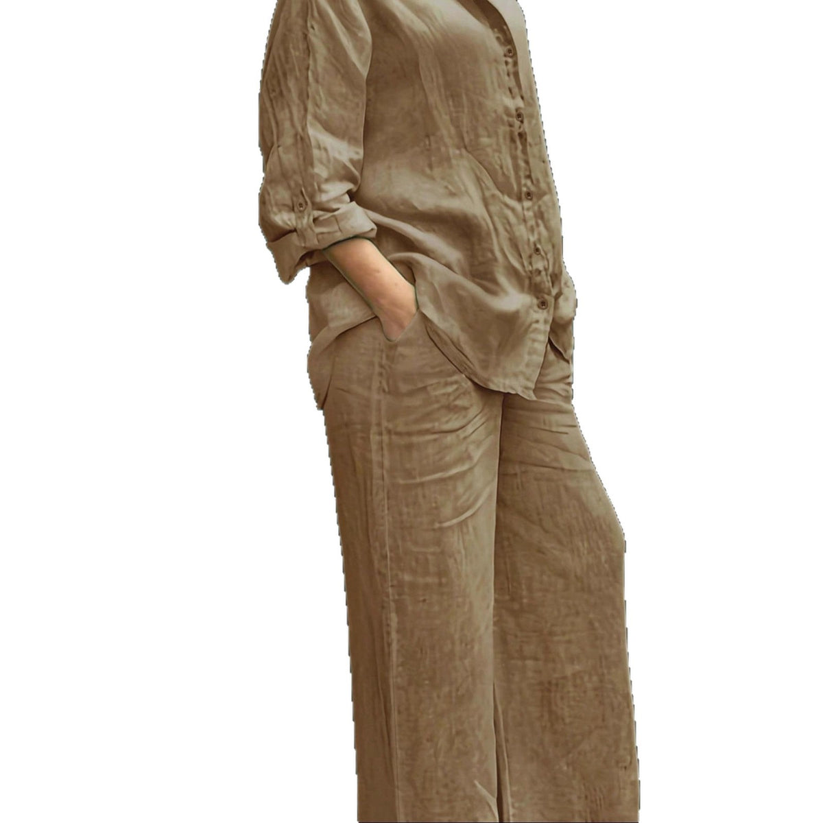 Reversible Long-sleeve Shirt Elastic-waist Trousers Solid-color Set – Premium 0 | RICALOUX