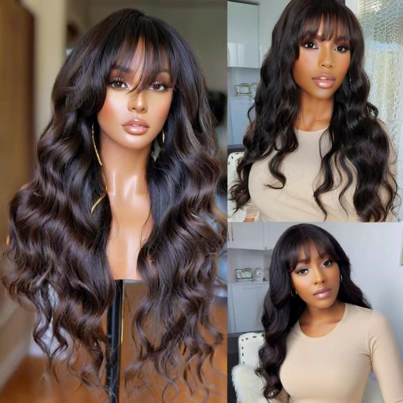 Wig Female Long Curly Hair Big Wave Air Bangs Simulation Whole Head Cover – Premium 0 | RICALOUX