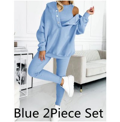 Women's Solid Color Vest Hoodie And Pants Set - RICALOUX