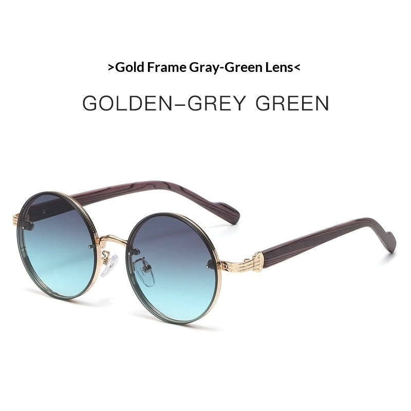 Retro Wood-grain Sunglasses For Men Round Frame – Premium 0 | RICALOUX
