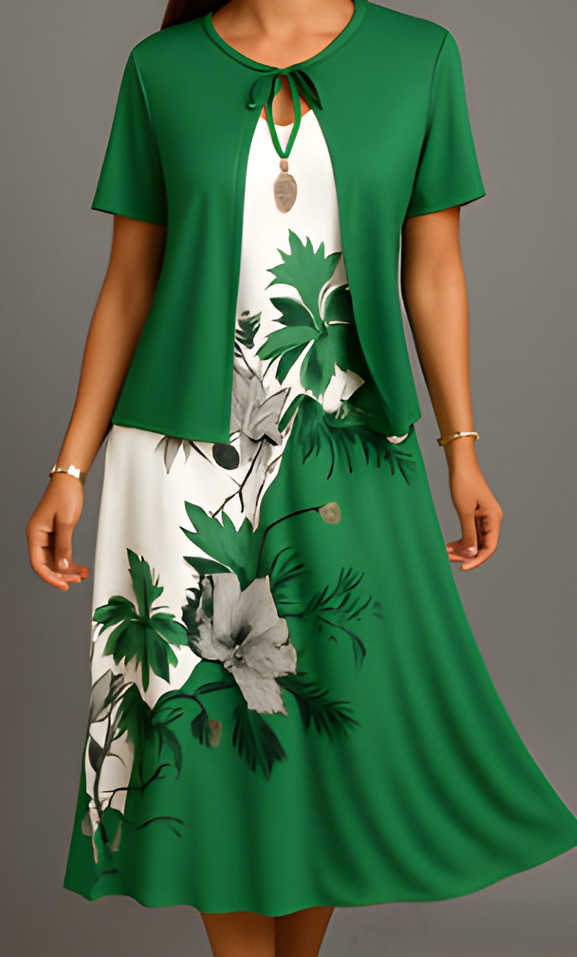 Color-block Elegant And Sophisticated Professional Coat Paired With A Dress Set – Premium 0 | RICALOUX