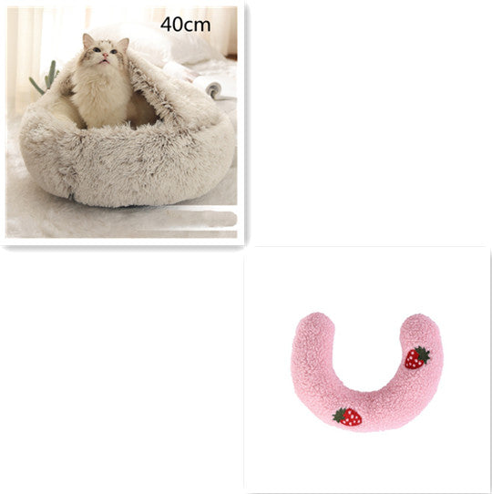 2 In 1 Dog And Cat Bed Pet Winter Bed Round Plush Warm Bed House Soft Long Plush Pets Bed Pet Products by Ricaloux