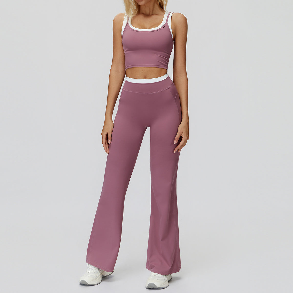 Contrast Nude Yoga Suit Thread by Ricaloux