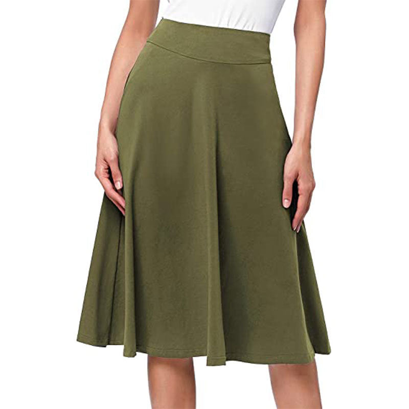 Womens Summer Flared Elastic Mid-Length Skirt by Ricaloux