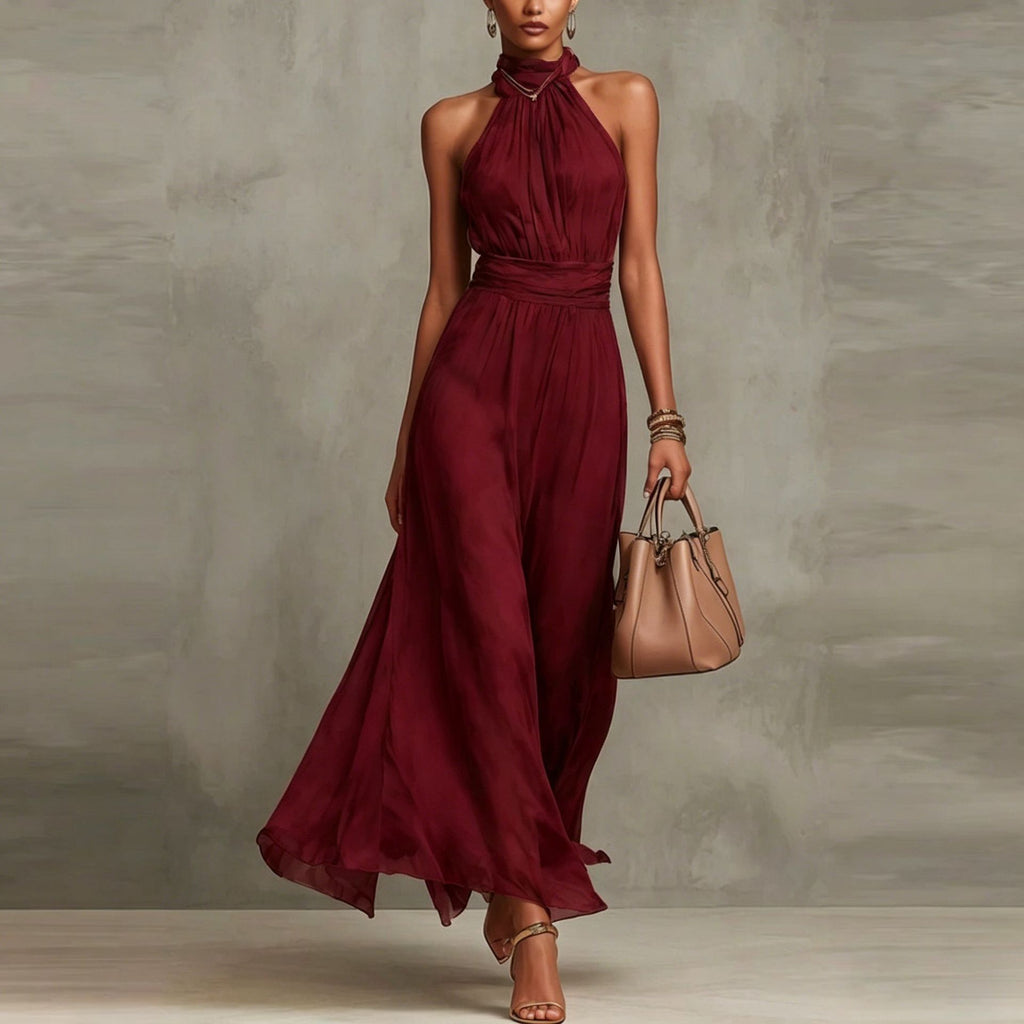 Resort-style Waist-cinching Figure-flattering Pleated Dress by Ricaloux