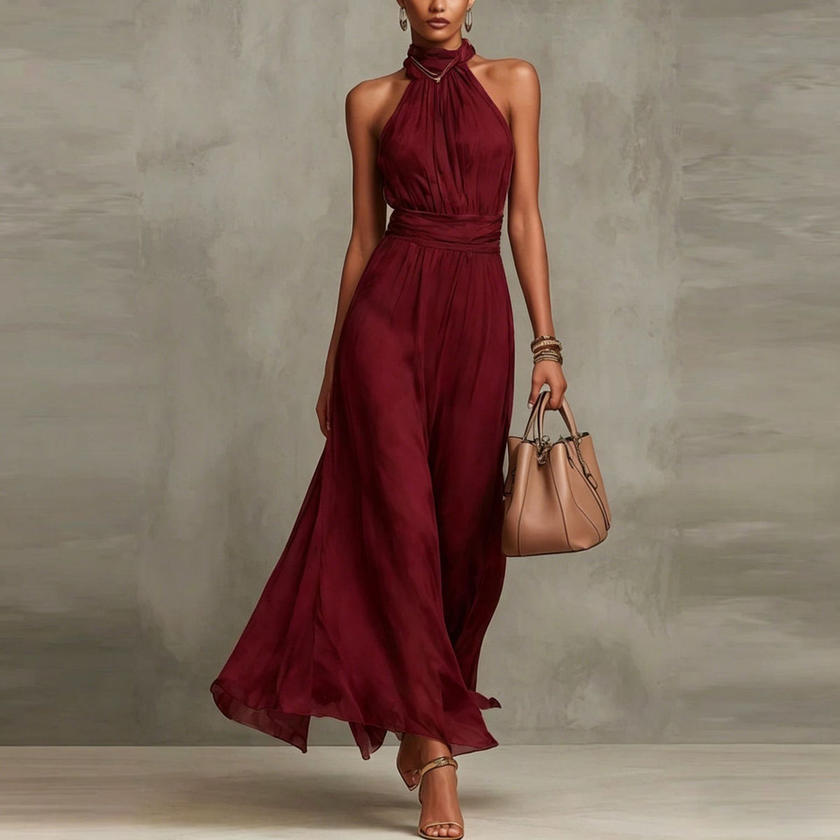 Resort-style Waist-cinching Figure-flattering Pleated Dress by Ricaloux