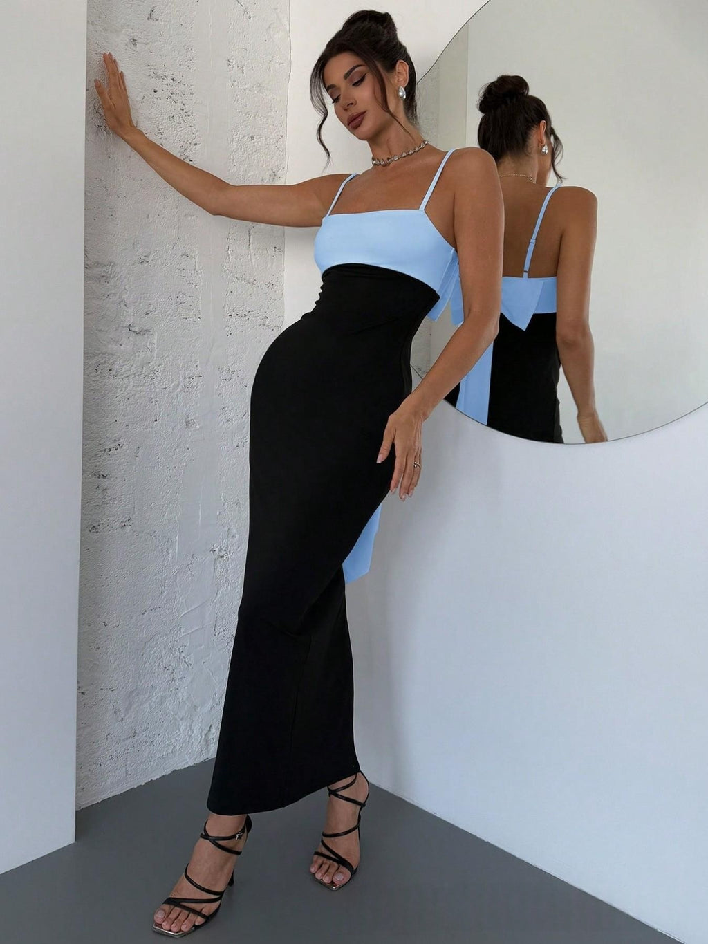 New Womens Backless Color Block Dress – Premium 0 | RICALOUX