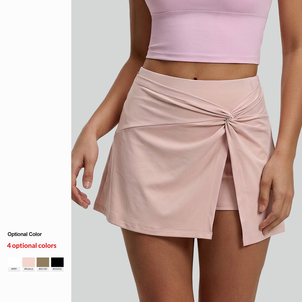 High-waisted Pleated Tennis Skirt With Twisted Design For Pre-summer, Anti-chafing Yoga Mini Skirt With Pockets – Premium 4 | RICALOUX