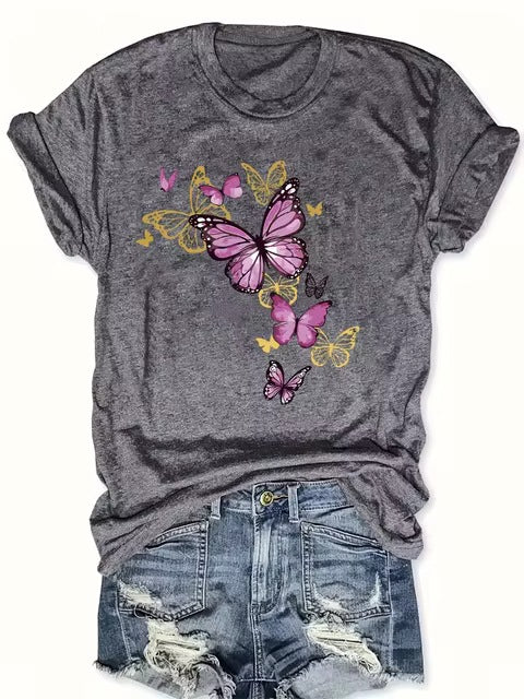 Butterfly-cluster Womens T-shirt Delicate Graphic Casual Top – Premium 0 | RICALOUX