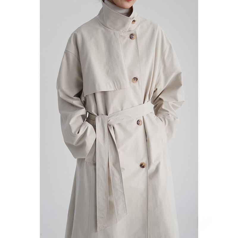 Autumn Korean-style Minimalist Casual Vintage Cropped Silhouette Contrast-color Trench Coat For Women by Ricaloux