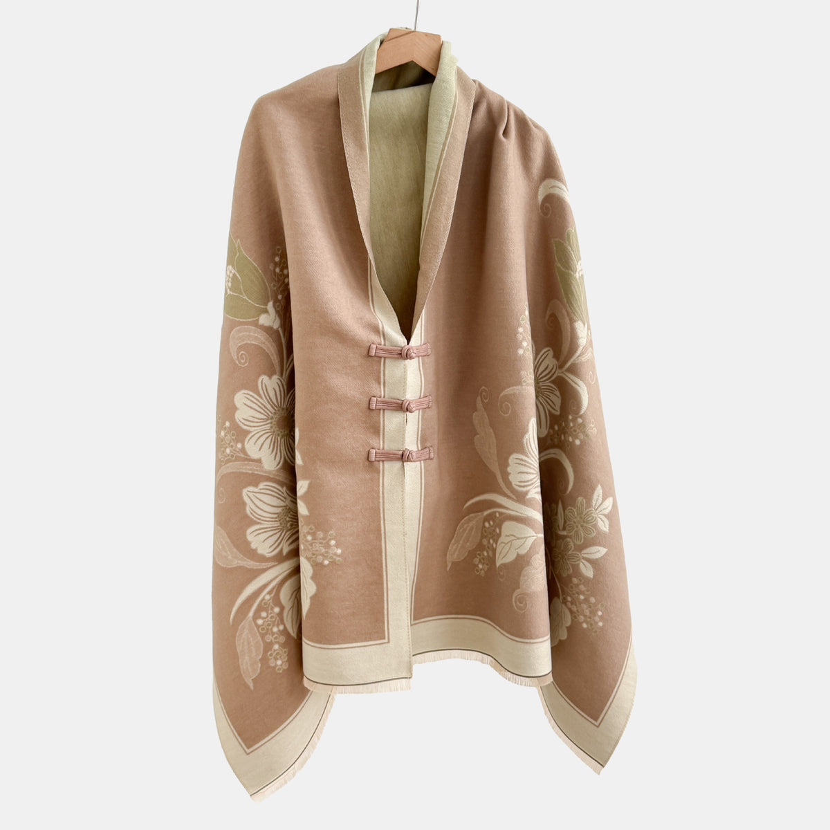 Vintage Knot-button Outerwear Jacquard Shawl – Premium 0 | RICALOUX