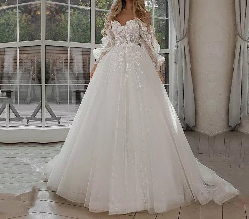 Boho Bride Gown Puff Sleeve Off Shoulder Wedding Dresses - RICALOUX