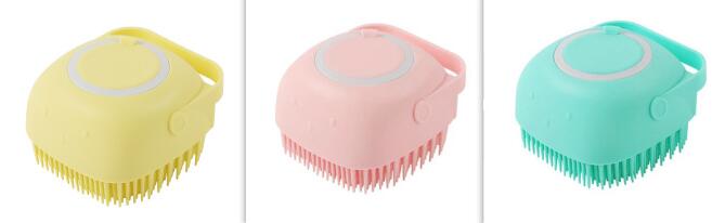 Silicone Dog Bath Massage Gloves Brush Pet Cat Bathroom Cleaning Tool Comb Brush For Dog Can Pour Shampoo Dog Grooming Supplies by Ricaloux