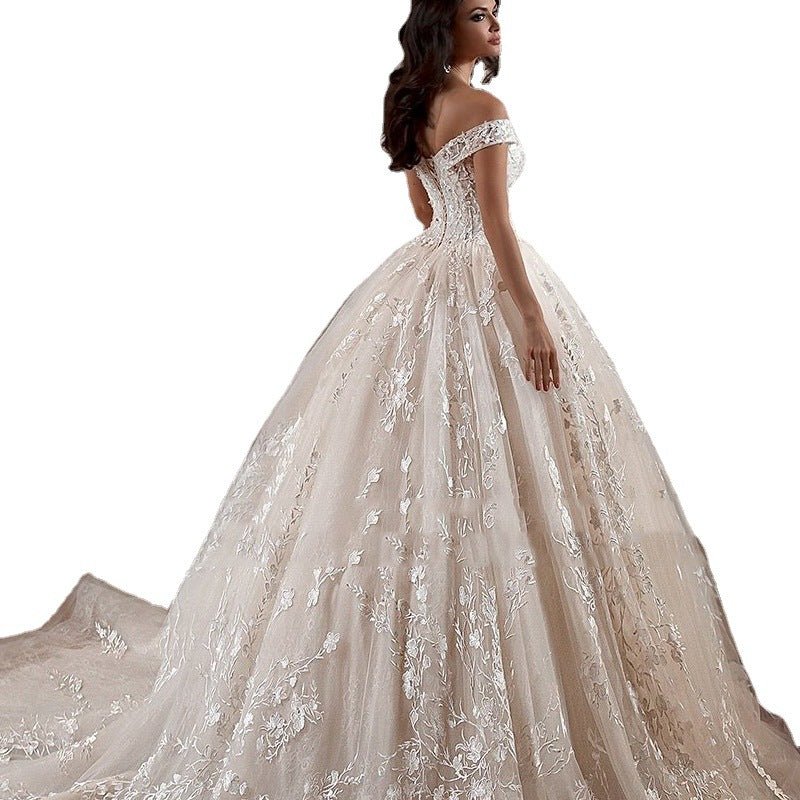 Off-shoulder French-style Bride Trailing Mori Style Simple Small Wedding Dress - RICALOUX