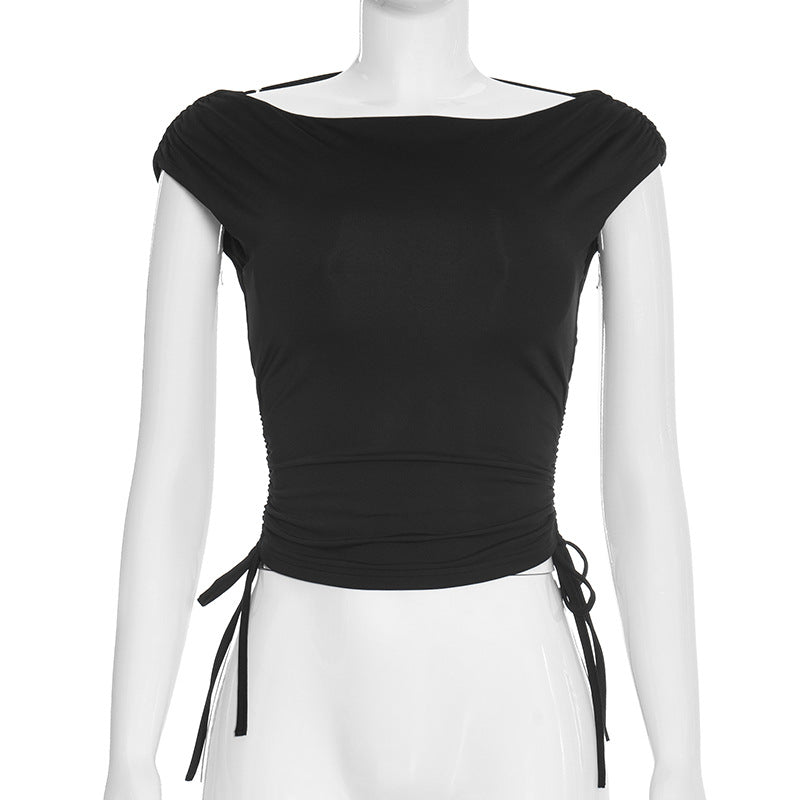 Halterneck Off-shoulder Backless Ruched Top – Premium 0 | RICALOUX