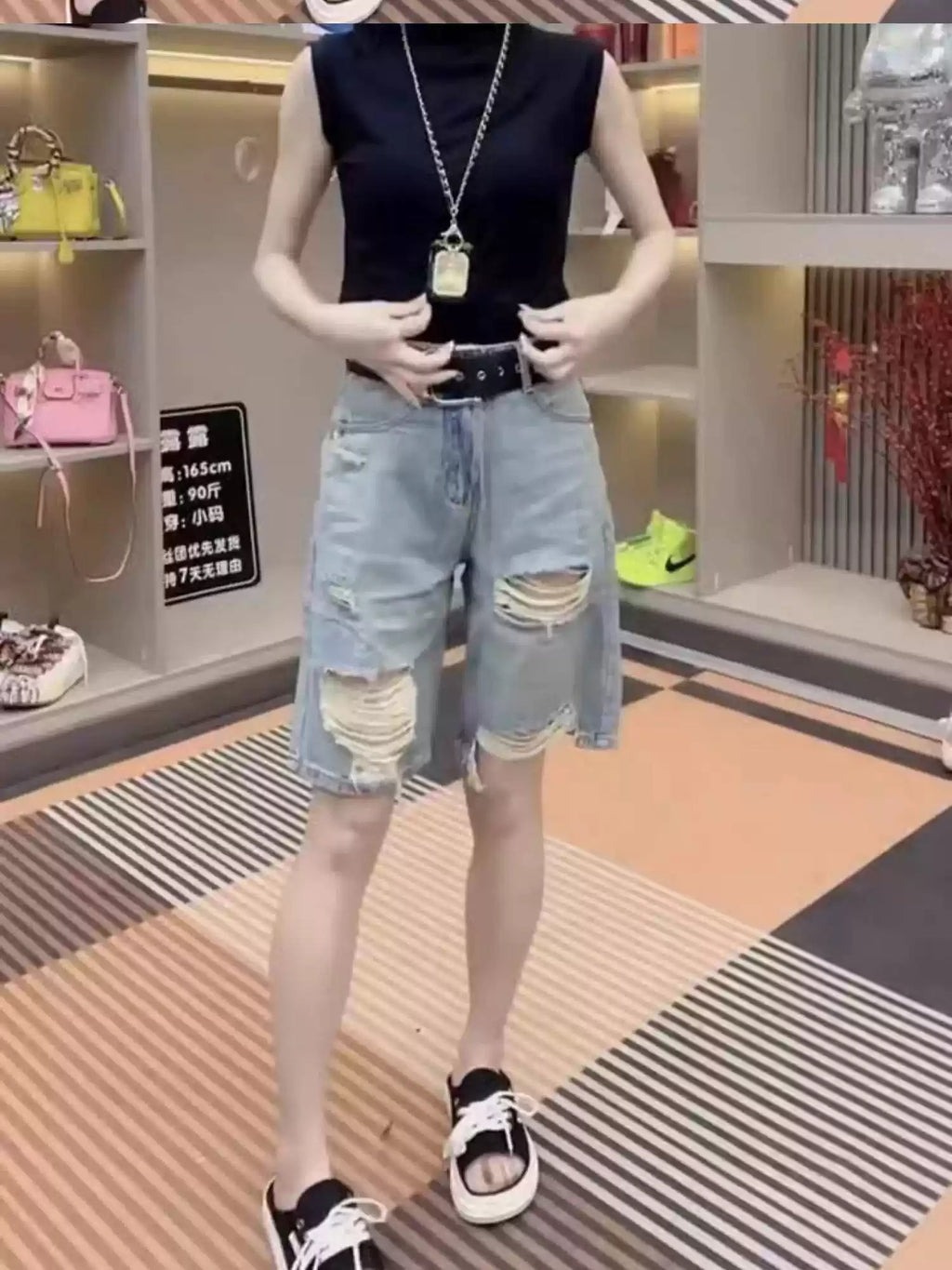 Summer New Arrival High-Waisted Stretchy Ripped Denim Shorts For Women – Premium 0 | RICALOUX