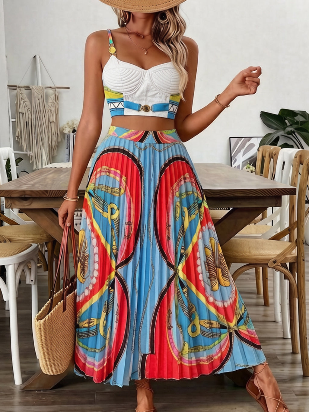 Romantic And Flowing Beach Vacation Dress Set by Ricaloux