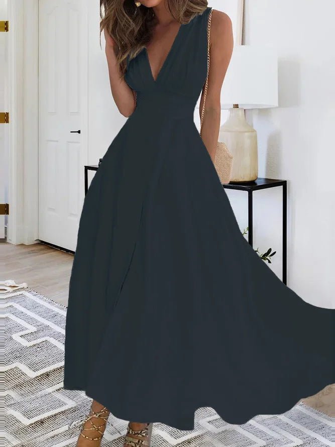 European And American V-neck Chest Wrap Dress - RICALOUX