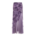 Irregular Purple Floral-print Mesh Patchwork Skirt by Ricaloux