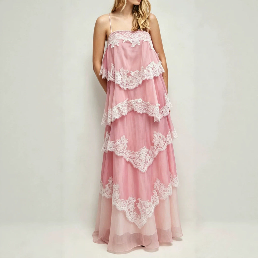 Women's Vintage Lace Ombre Strap Maxi Dress – Premium 0 | RICALOUX