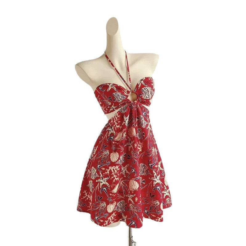 Bohemian Seaside Vacation Halter-neck Tube Dress by Ricaloux