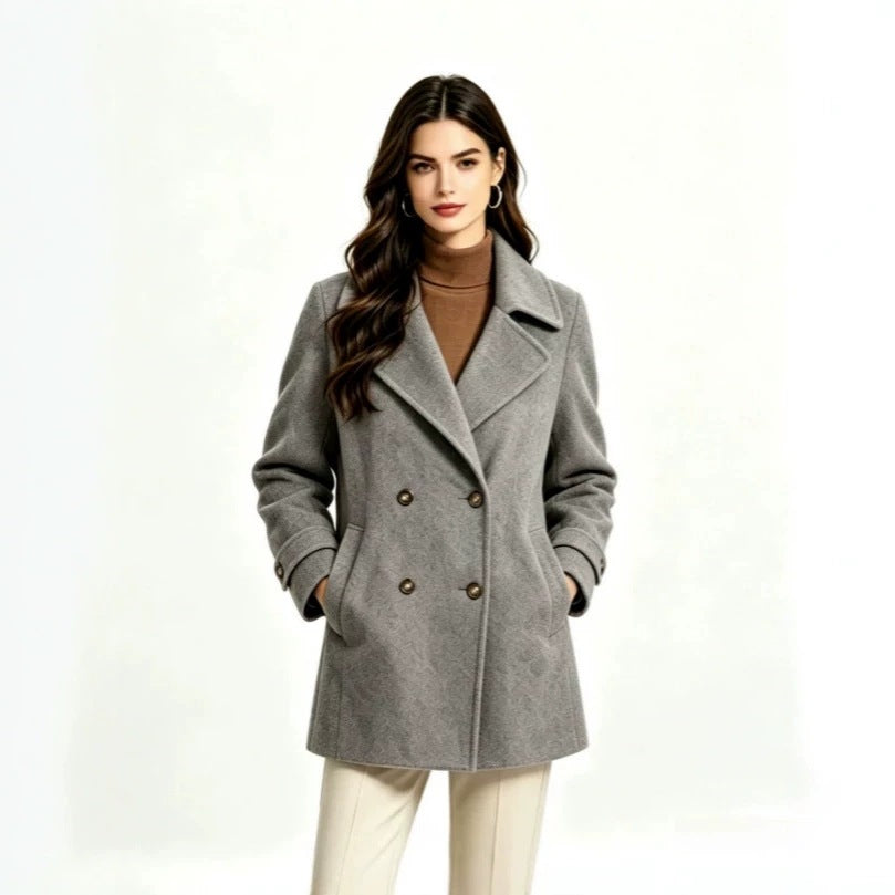 Womens Wool Coat With A Lapel And Buttons by Ricaloux