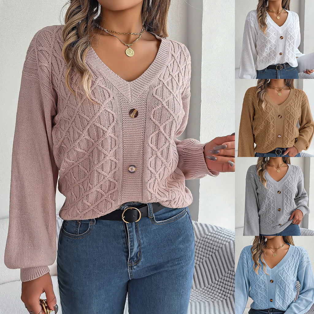 Cable-knit, Flared-sleeve Womens Casual Pullover Sweater by Ricaloux