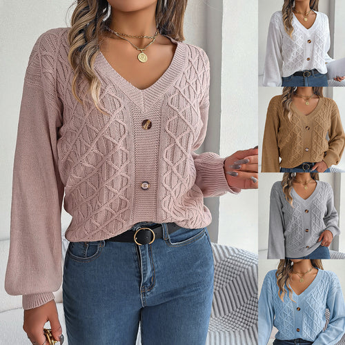 Cable-knit, Flared-sleeve Womens Casual Pullover Sweater by Ricaloux
