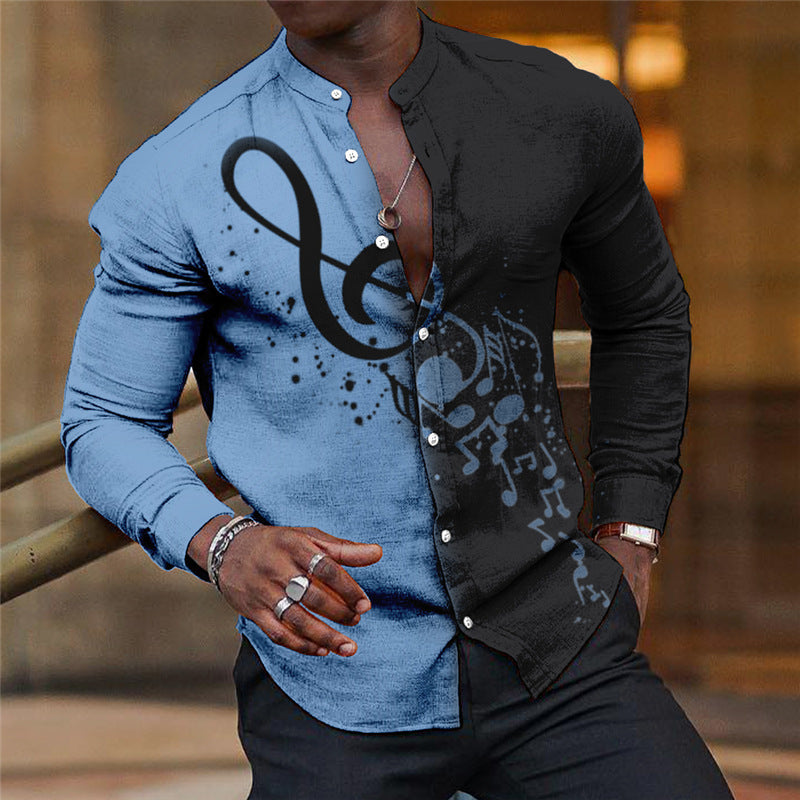 Mens Breathable Long-sleeve Printed Shirt by Ricaloux