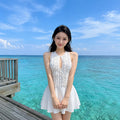 Sleeveless Hollowed-Out Casual Ruffled-Trim Swimsuit For Women by Ricaloux
