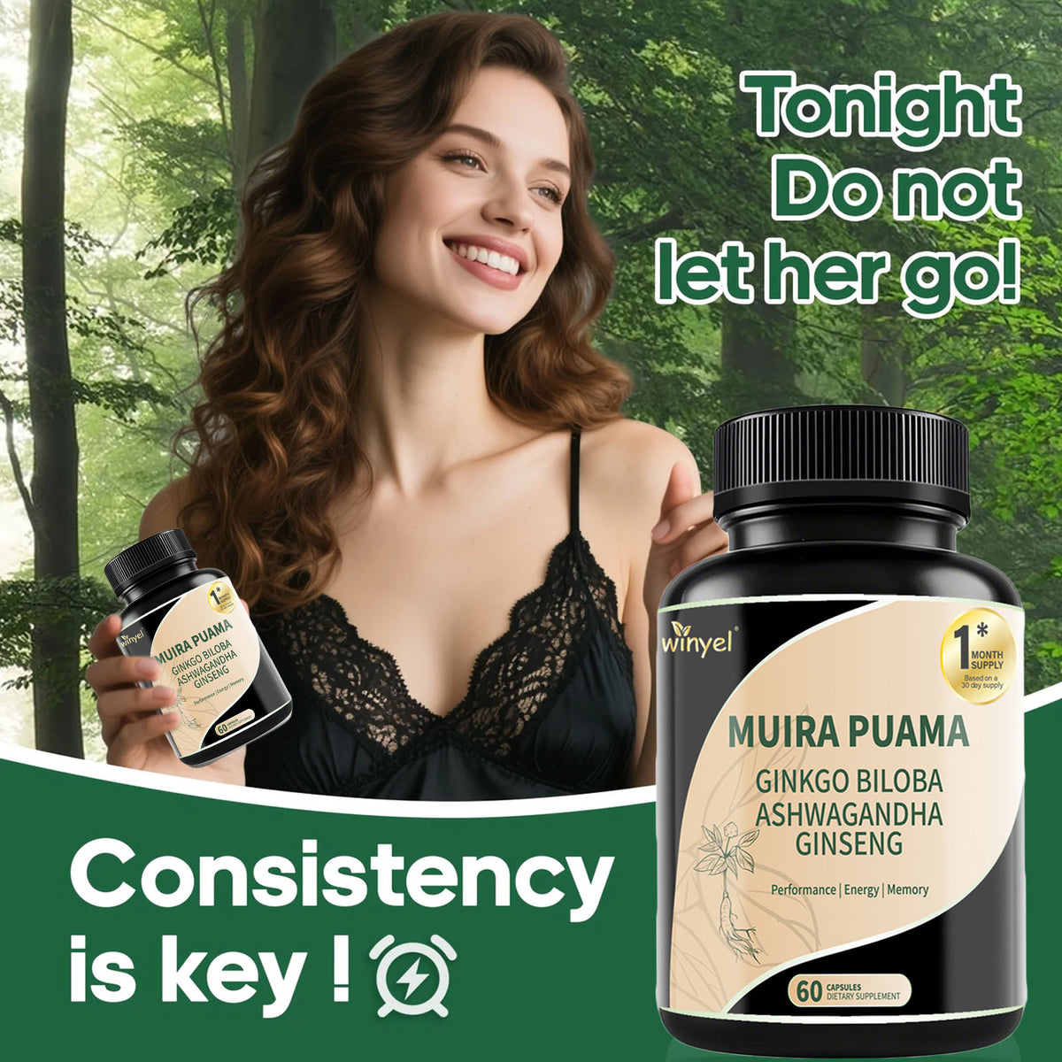 Muira Puama Ginseng Ashwagandha Ginkgo Tribulus Herbal Supplements Unleash Your Potential Through Our Pills Dietary Supplements, Help Promote An Active And Healthy Lifestyle 60 Capsules – Premium 0 | RICALOUX