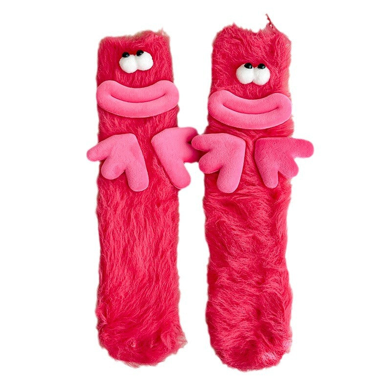 Womens Quirky Coral Fleece Mid-calf Socks by Ricaloux