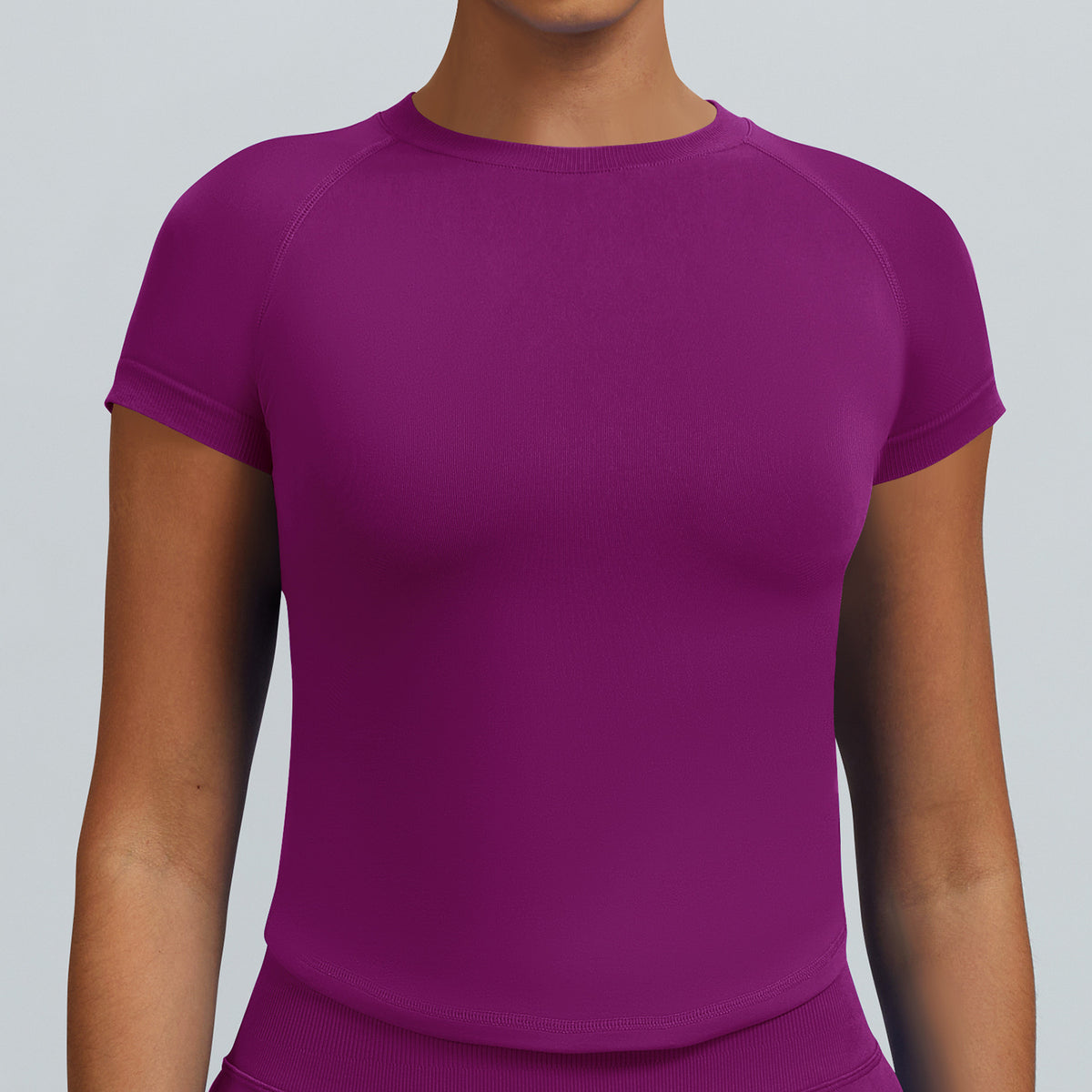 Seamless High-elastic, Moisture-wicking Tight Yoga Short-sleeve Top by Ricaloux