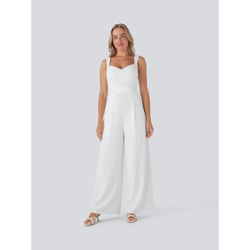 Womens Sleeveless Figure-flattering Wide-leg Jumpsuit by Ricaloux