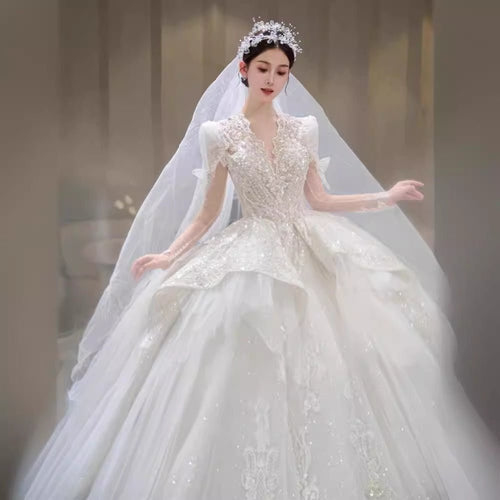 Bride Main Yarn Long Sleeve Heavy Industry Trailing French Retro Advanced - RICALOUX